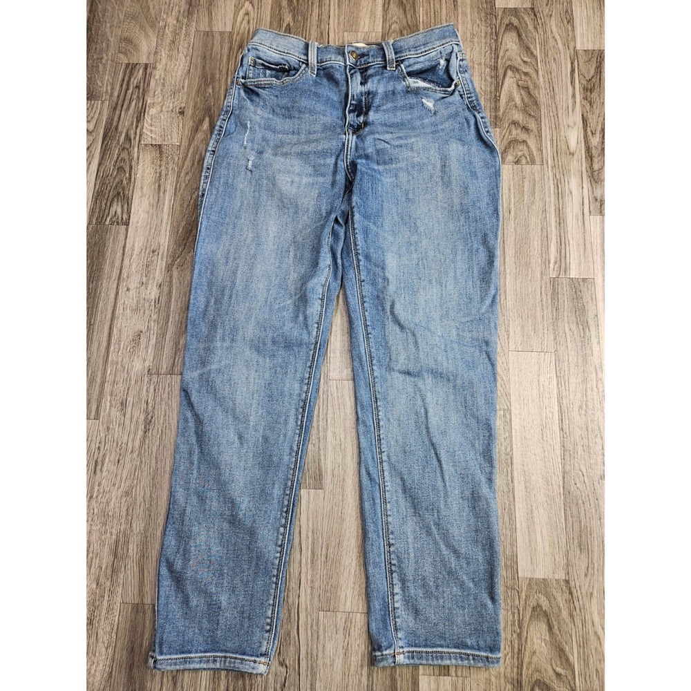 Studio Blue Straight Leg Jeans Womens 27 Medium Wash Distressed Denim